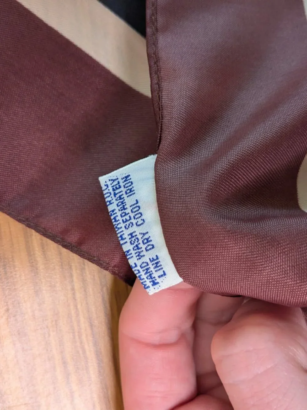 vintage 70s 100% nylon water repellent hair neck scarf red brown floral stripe 2